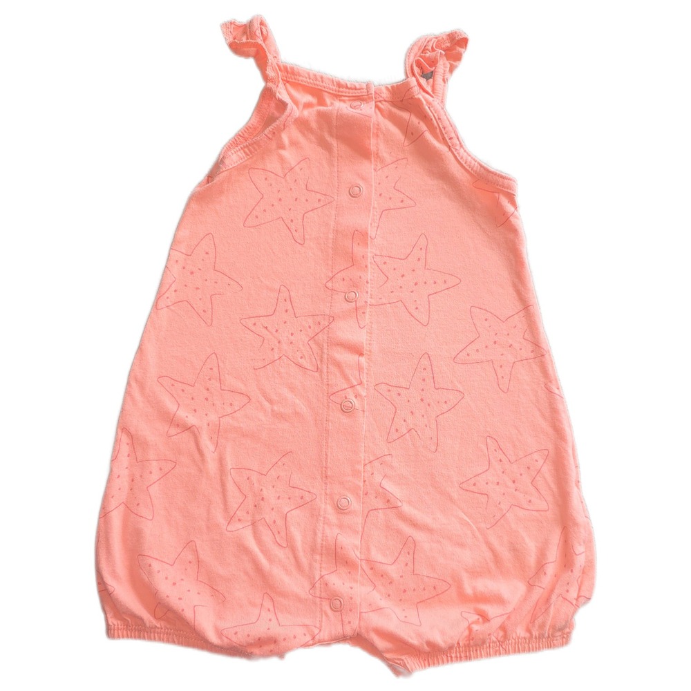Carters Baby Girls Coral Pink Starfish Bubble Romper 18M 1S957510 Cotton Snap Up